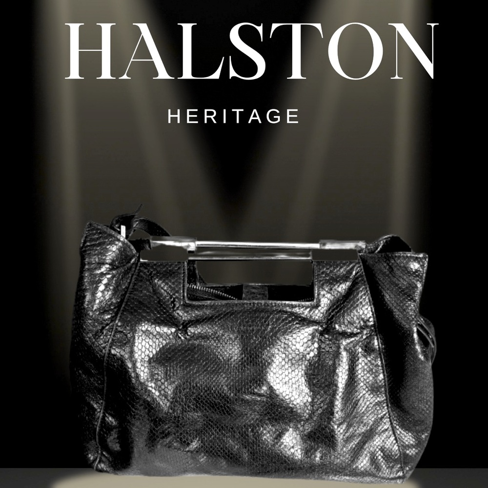 HALSTON Heritage lizard embossed leather satchel. Quiet luxury. 9x5x13